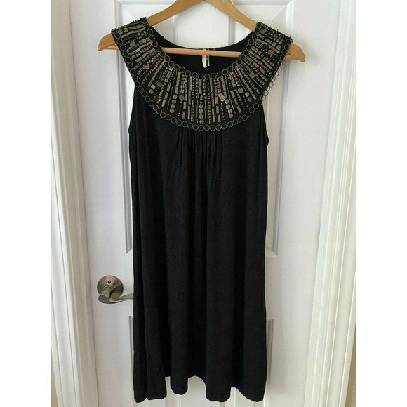Black Sleeveless Swing Dress Large by Miss Me Shimmery Metal Accents - Picture 1 of 8